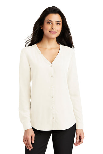 Port Authority® Ladies Long Sleeve Button-Front Blouse