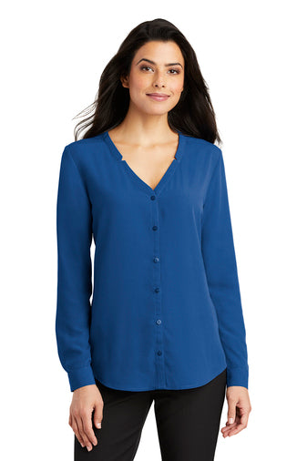 Port Authority® Ladies Long Sleeve Button-Front Blouse