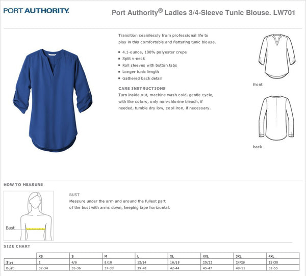 Port Authority® Ladies 3/4-Sleeve Tunic Blouse